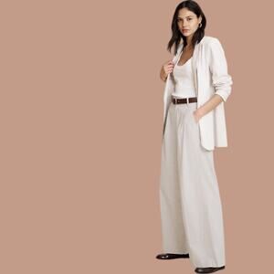 Banana Republic Factory Linen Blend Wide Leg Pleated Trouser Pant Flax Size 12